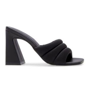 Open Edit Sandals‎ Size 6.5 Black Open Toe Block Heel Fabric Upper